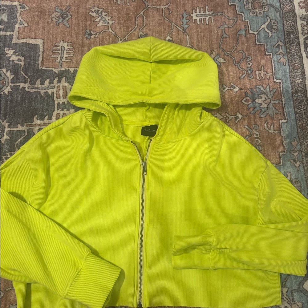 Urban Outfitters Lime Green Ribbed Zip-Up - Picture 4 of 6